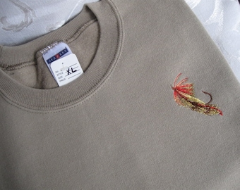 Fly Fishing themed Khaki Sweatshirt - Medium