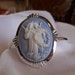 Angels Entwined in a Heart made of roses on a Blue Background Cameo Cuff Bracelet