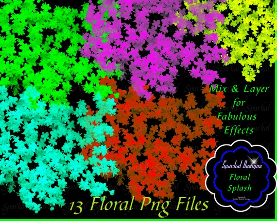 FLORAL Clip Art Photoshop Brush Flower Clip art Yellow Red Blue Aqua Flowers 13 Colors Floral Wedding Clipart- Digital Scrapbooking Il_570xn