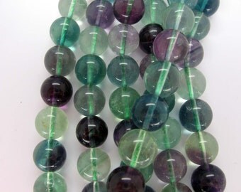 Genuine Rainbow Fluorite Round Smooth Beads 10mm