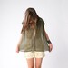 New year SALE 50%off, Oversize Sheer Olive Green chiffon blouse, Sleevless button down shirt, only one left
