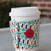 Coffee Cup Sleeve / Beverage Cozy - Reusable Fabric Coozie - Pezzy Print in Aqua - American Jane for Moda Fabrics