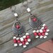 40%SALE-White, red, chandelier, vintage, gypsy style, Bohemian, native, Southwest, copper, folklor, handmade, EARRINGS, gift idea