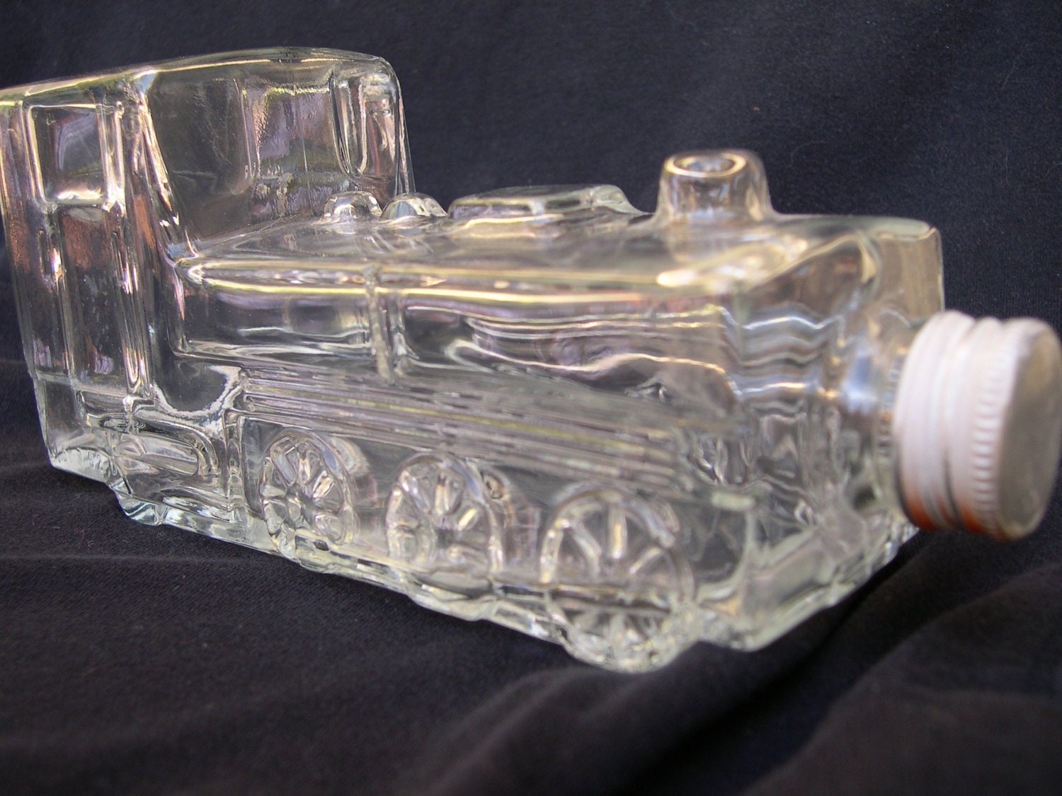 Train Engine Shaped Glass Bottle