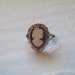 Shell Cameo, Marcasite and Sterling Silver Ring Size 8