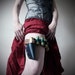 Black Real Leather Garter Belt, Holster, painted steampunk water pistol, 4 shotgun shell containers