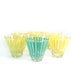 Vintage shot glasses striped yellow and aqua