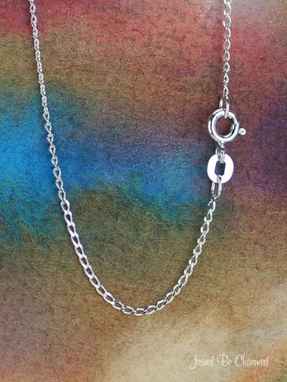 18 Inch Sterling Silver Necklace 1.3mm Long Curb Chain Dainty