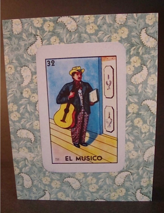 El Musico The Musician Authentic Mexican LOTERIA Blank