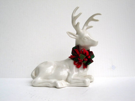 White Christmas Deer Large Porcelain Deer 9 High