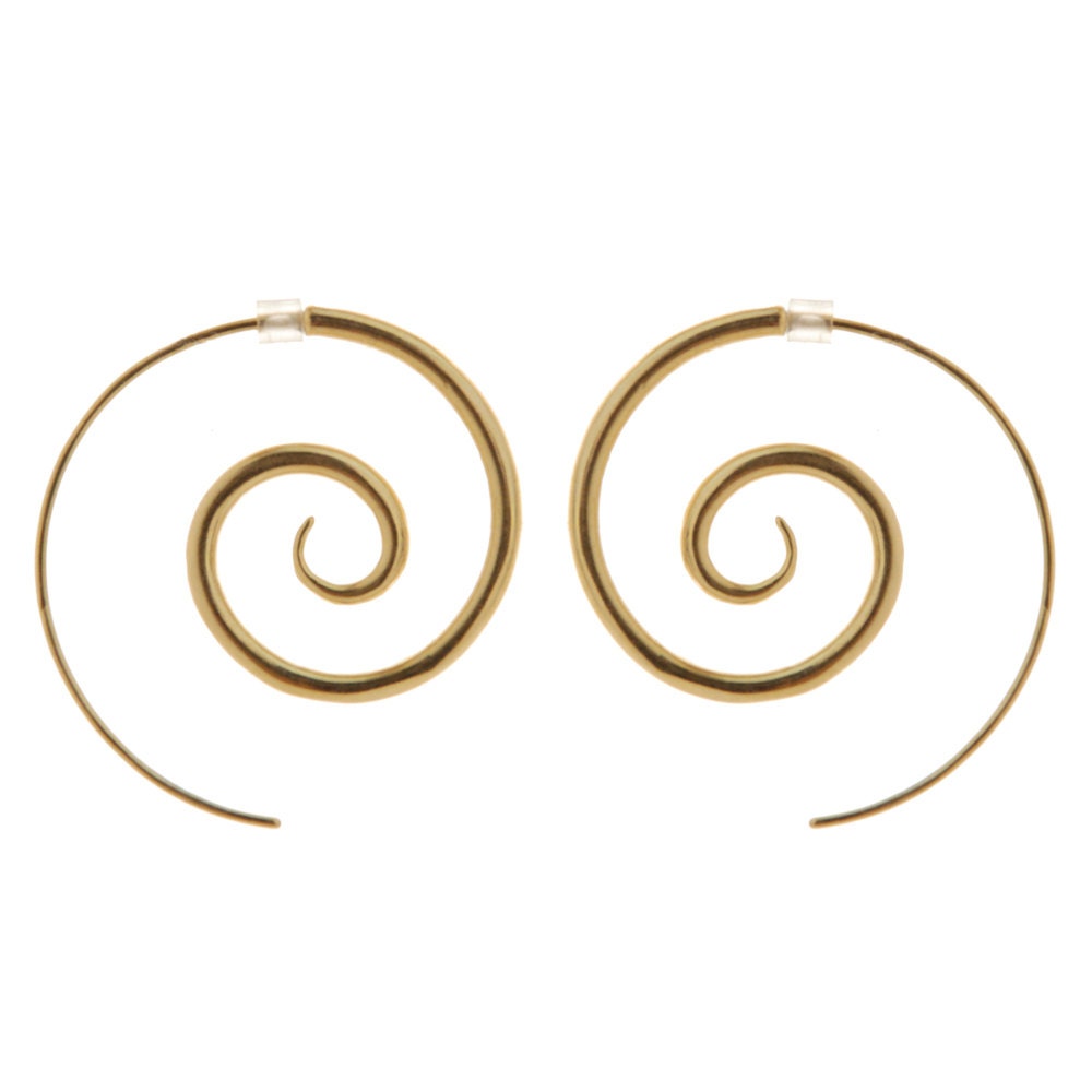 Spiral 9ct Gold Plated Earrings Large