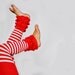 Candy Cane Stripe Footless Ruffle Tights Red and white stripe