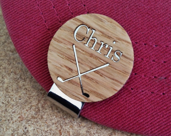 Personalized Wood Golf Ball Marker & Custom Gift Box - Custom Wood Golf Ball Marker / Hat Clip