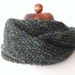 knit cowl infinity loop scarf chunky green and teal mix on sale