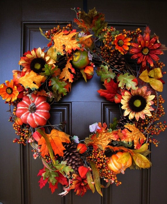 Extra Large Fall/Autumn Grapevine Wreath by TheWrightWreath