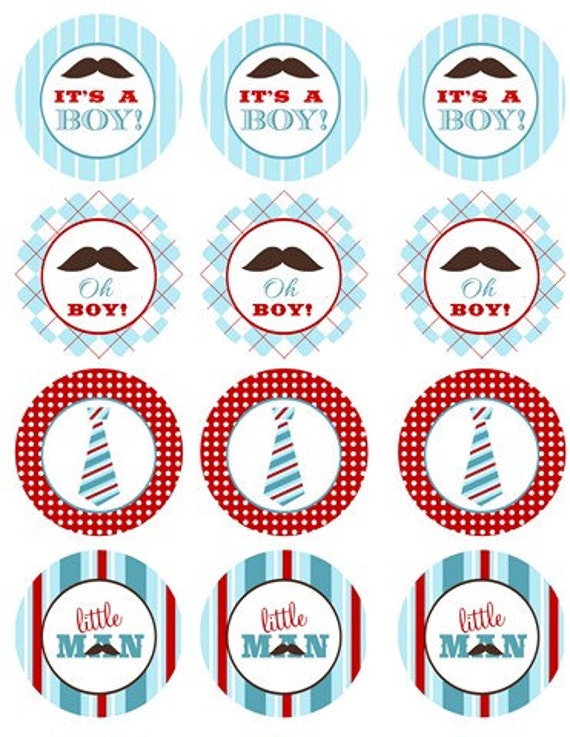 Items Similar To Little Man Printables Baby Shower Cupcake Toppers 