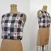 1960s Gingham Crop Top / 60s Novelty Print Blouse / Rooster