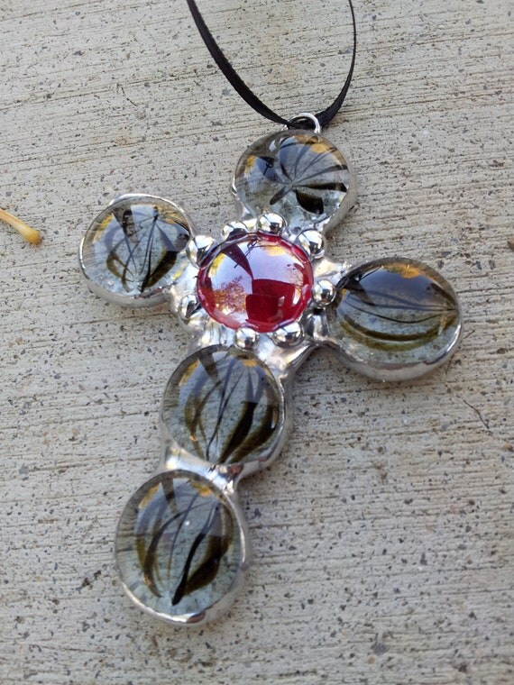 Items similar to swirled glass orbs soldered stained glass cross