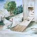 Chicks By the Coop, Original Watercolor, 12" x 18"