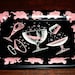 Vintage Pink Elephants Dancing Cocktail Glasses Tip Trays Set of 4 Barware