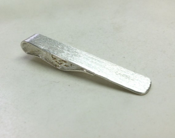 Diamond Texture Bright Sterling Silver Tie Clip