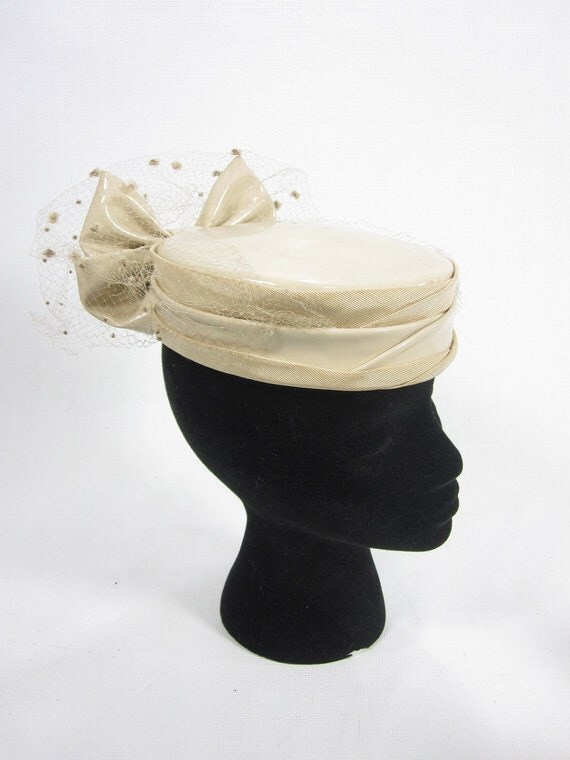 Vintage Patent Leather Pillbox Hat