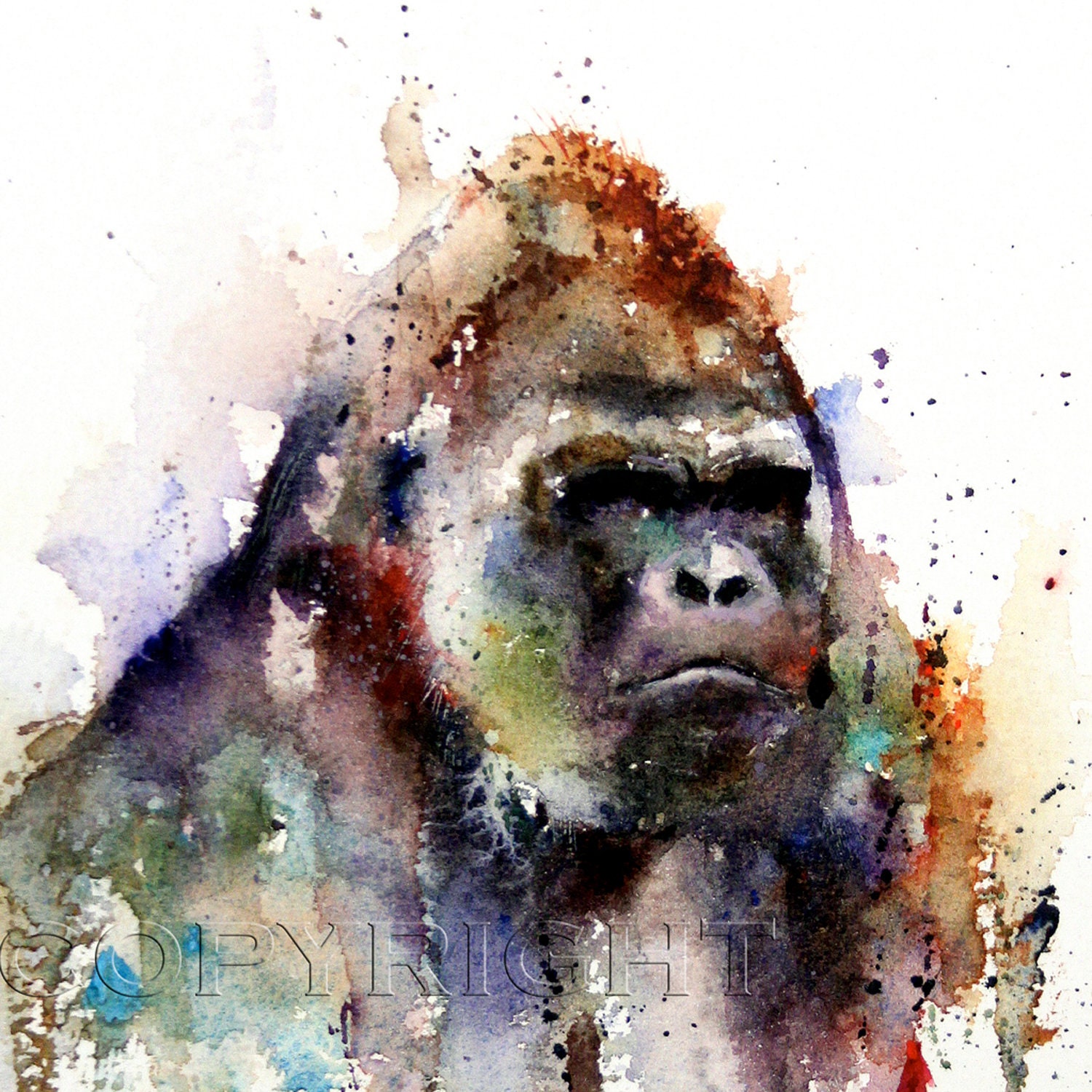 GORILLA Large Watercolor Print by Dean Crouser by DeanCrouserArt