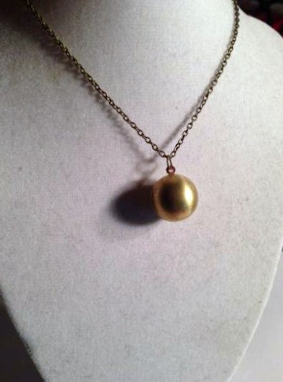 Brass Necklace Photo Locket Ball Pendant Chain Jewelry Metal