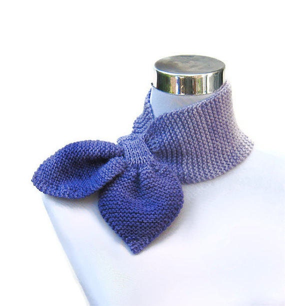 Hand knit scarf neck warmer purple ombre bow tie keyhole by jarg0n ...