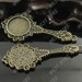 2pcs Antique Brass Flower Mirror Pad Round Pendant Base 29x64mm (Cabochon Size:18mm),Blank Cabochon Base,Pendant Findings