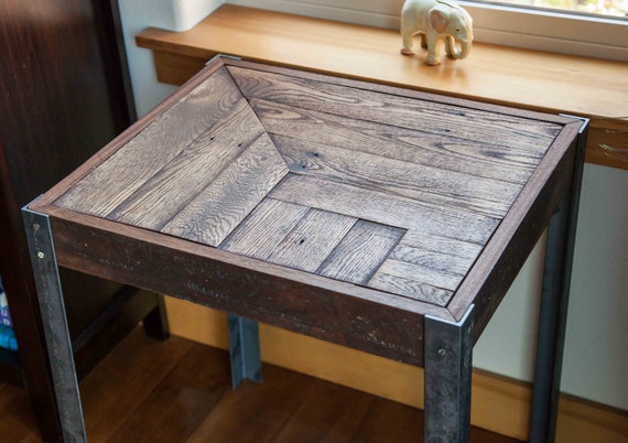 Repurposed Pallet Wood and Metal Side Table