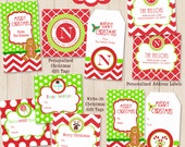 Christmas Gift Tags Printables - Personalized - Monogram - Christmas Address Label- Chevron Christmas Gift Tag by Amanda's Parties To Go Il_170x135