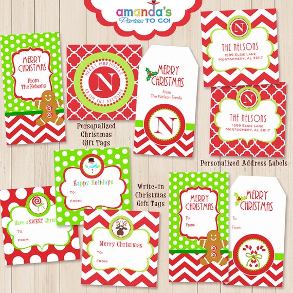 Christmas Gift Tags Printables - Personalized - Monogram - Christmas ...