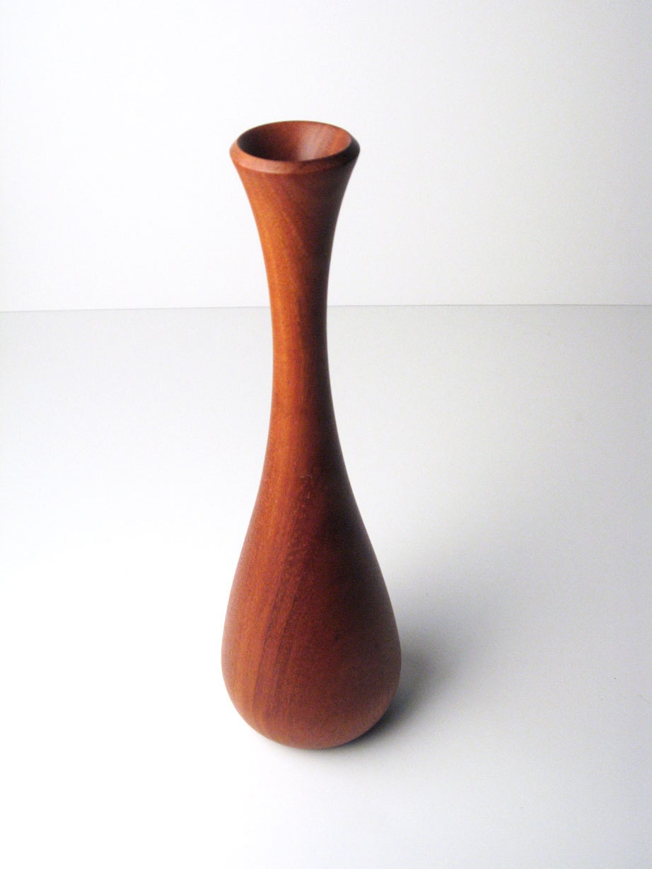 Danish Modern Teak Wood Vase / MidCentury Wooden Vase