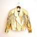 80s Vintage Metallic Gold Leather Jacket With Fringe// Western Metallic Leather Jacket