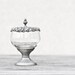 Antique French Bonbonniere Candy Jar Glass Bowl Pewter Acorn Kitchen Wedding Table Home Decor Gray neutral tbteam elitett teamcamelot