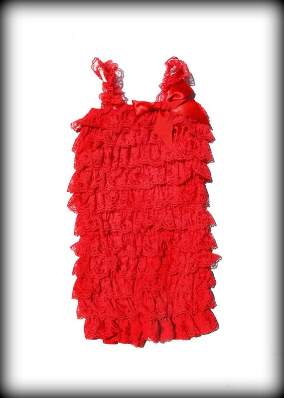 Red Lace Petti Romper, petti romper, ruffle romper, lace petti romper by ThinkPinkBows