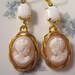 Reclaimed Vintage Earrings, Cameo Earrings, Bridesmaid Gift, Wedding Earrings, Pink, White, Milk Glass - Lovely Ladies