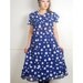 WoozWass Vintage 1960s Japanese big Polka Dots navy blue Chiffon Dress Size L
