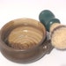 Shaving Mug with Ridges for Good Soap Lather, Comfort Shave - Dark Brown and Natural Taupe - Handled