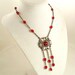 Vintage 1920s Art Deco Necklace Czech Glass Red Green Enamel