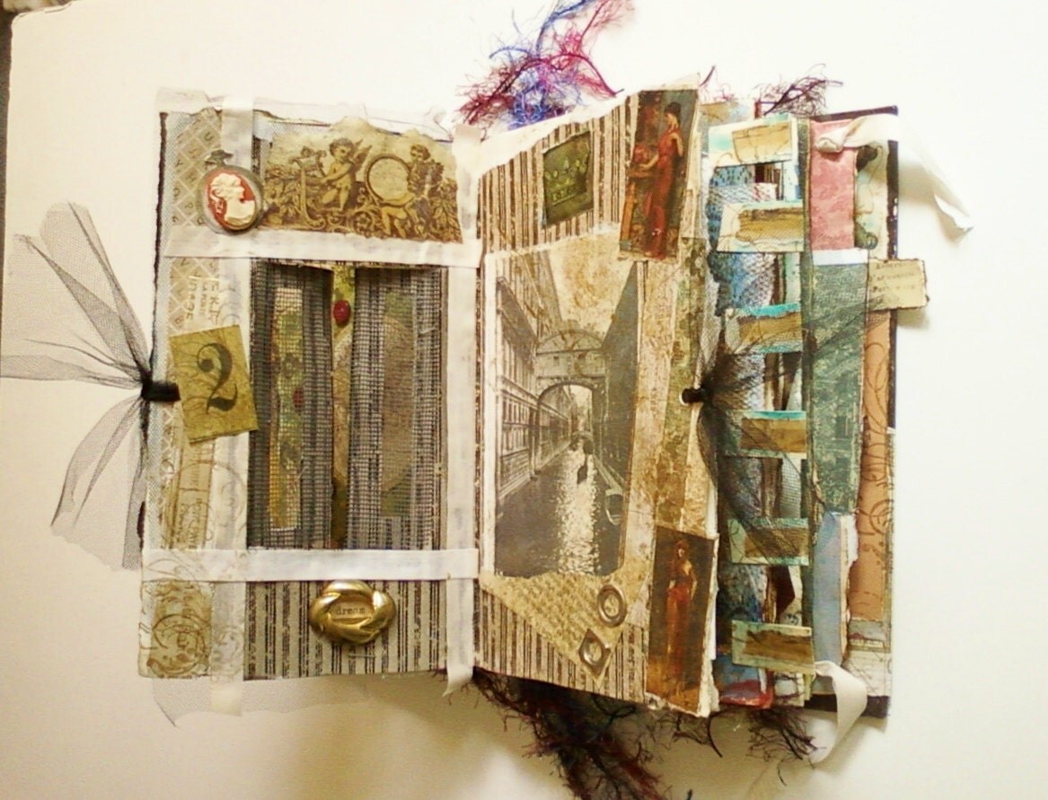 Altered Mixed Media Book Journal Historical Art Imagery Going