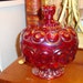 Insanely Gorgeous Handmade RUBY RED Carnival Glass: Intricate, Vintage Covered PEDESTAL Serving Dish/Compote/Candy Dish