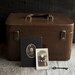 Brown Leather Train Case - Antique Travel Luggage