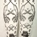 Pirate Tattoo Black on White Knee High Socks Semi Opaque Stockings Sheer Hold Ups Small Medium Narwhal