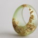 margarita green and gold size 7 dome ring with suspended gold flakes eco resin