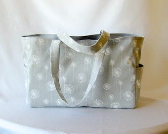 MADE TO ORDER Dandelion Diaper Bag, Waterproof lining, available in two colors, Gray and Pink