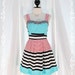 Stripe Cotton Dress - Luxury Whimsical Strip Dress Cocktail Dinner Party Wedding Bridesmaid Dress