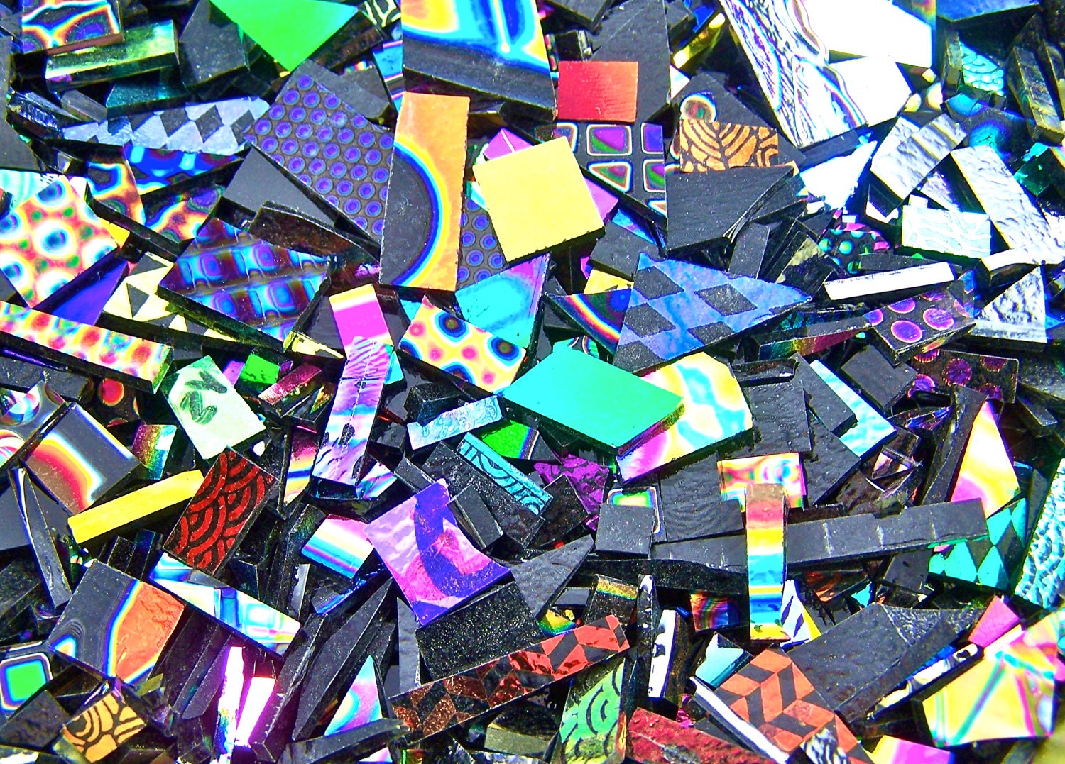 Dichroic Glass Scrap 2 Ounce 90 Coe All On Black By Haydenbrook 