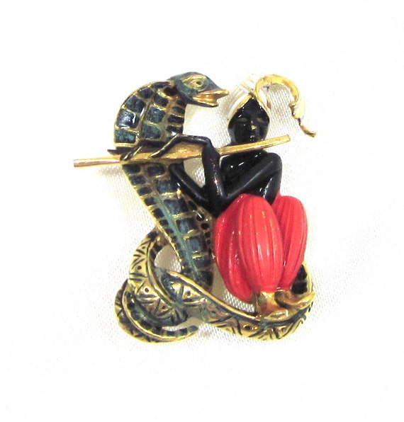 Rare Vintage Snake Charmer Brooch Pin By Mickisvintagejewelry